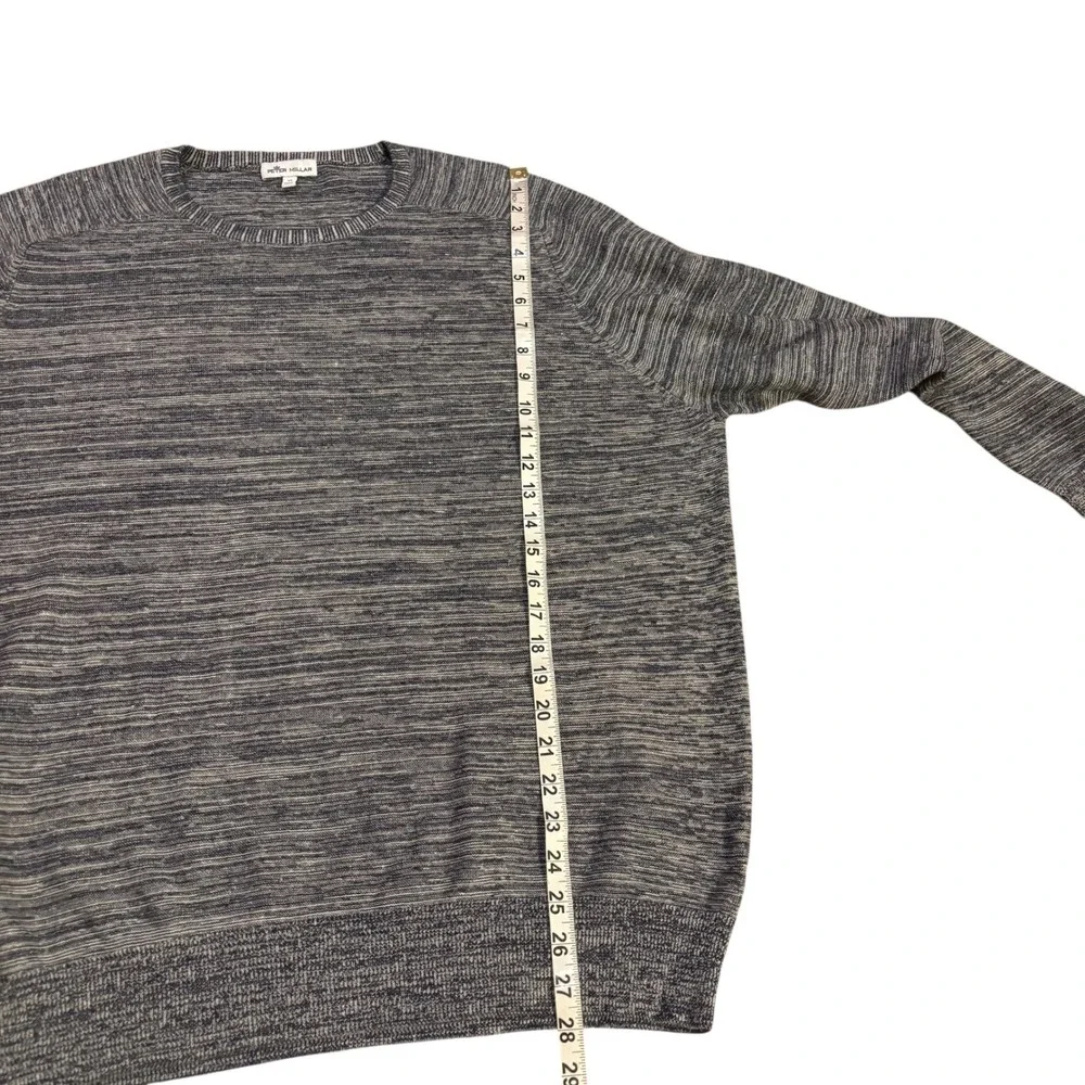 Peter Millar Crown Cool Mens XL Merino Wool Linen Crewneck Sweater Grey White - Picture 9 of 10